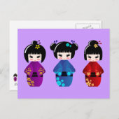 かわいいコケシの漫画 ポストカード (正面/裏面)