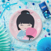 かわいいコケシドール誕生日 ペーパープレート (パーティー)