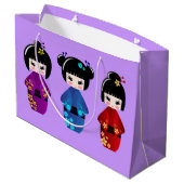 かわいいコケシ人形の少女 ラージペーパーバッグ (裏面アングル)