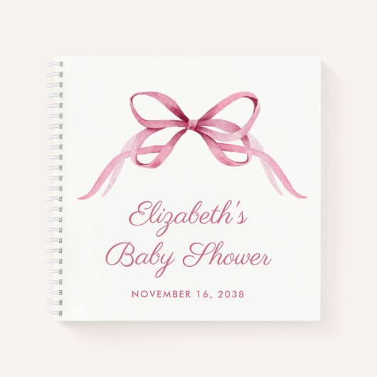 かわいいコケットボウベビーガールシャワーゲストブック ノートブック (正面)