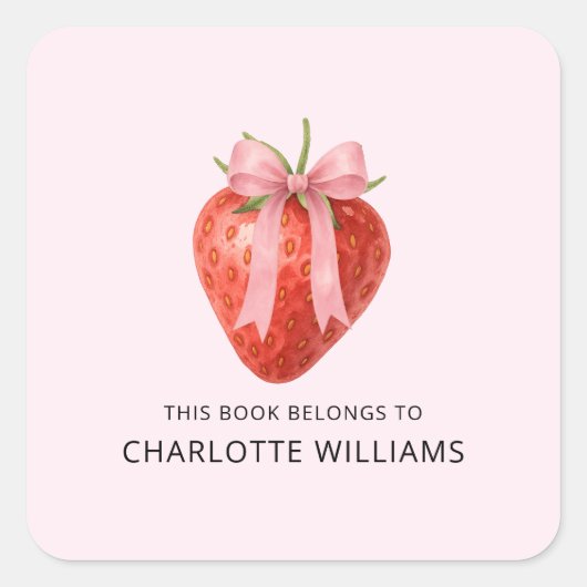 かわいいコケットボウ ストロベリー バックトゥスクール キッズ スクエアシール (正面)