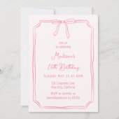 かわいいコケット手引き弓お洒落誕生日 招待状 (正面)