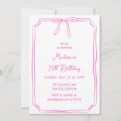 かわいいコケット手引き弓お洒落誕生日 招待状 (正面)