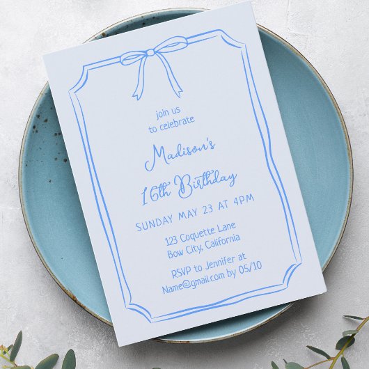 かわいいコケット手引き弓お洒落誕生日 招待状