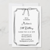 かわいいコケット手引き弓お洒落誕生日 招待状 (正面)