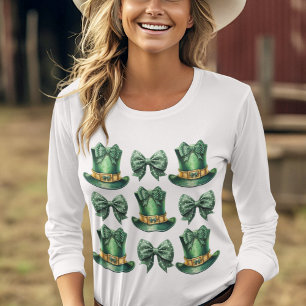 かわいいコケット聖パトリックの日の弓と帽子 Tシャツ
