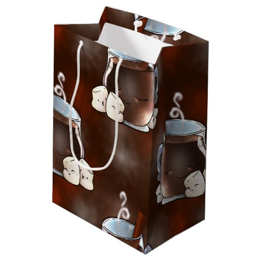 かわいいココアおよびマシュマロ ミディアムペーパーバッグ (裏面アングル)