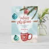 かわいいココアスノークリスマスウィンドウのイラストレーション シーズンカード (スタンド正面)