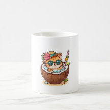 かわいいココナッツキャットサングラスサマーステッカー