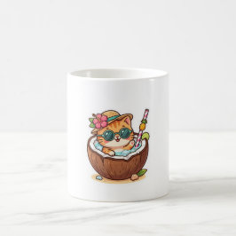 かわいいココナッツキャットサングラスサマーステッカー コーヒーマグカップ