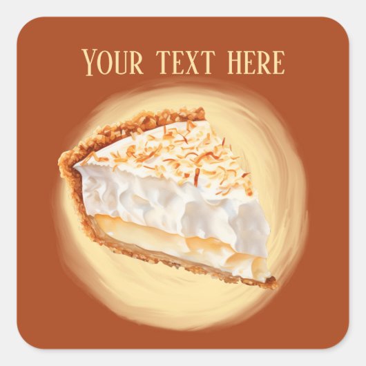 かわいいココナッツクリームパイメッセージを追加 スクエアシール (正面)
