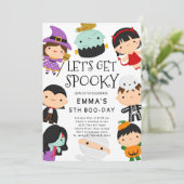 かわいいコスチュームのハロウィーン誕生日 招待状 (スタンド正面)