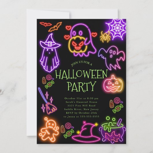 かわいいコスチュームハローウィンパーティ招待状 招待状 (正面)