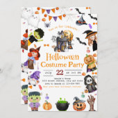 かわいいコスチュームハローウィンパーティ招待状 招待状 (正面/裏面)