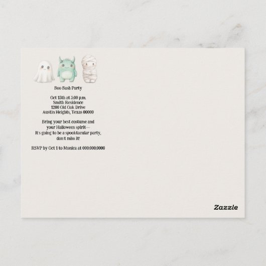 かわいいコスチュームハローウィンパーティ ポストカード (裏面)