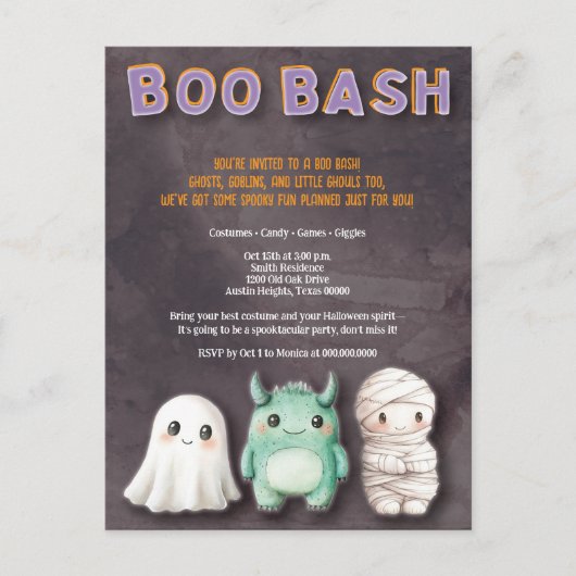 かわいいコスチュームハローウィンパーティ ポストカード (正面)