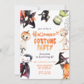 かわいいコスチュームパーティーハロウィーン子供の誕生日 招待状 (正面)