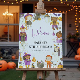 かわいいコスチュームパーティーハロウィーン誕生日ウェルカムサイン ポスター