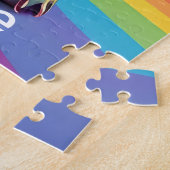 かわいいコスミックパピードッグ鮮やかシュールレインボーアート ジグソーパズル (側面)