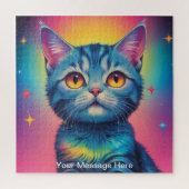 かわいいコズミックキッテ鮮やかン超現実的レインボーアート ジグソーパズル (縦)