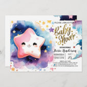 かわいいコズミックドリームスケープ赤ちゃんシャワー 招待状 (正面/裏面)