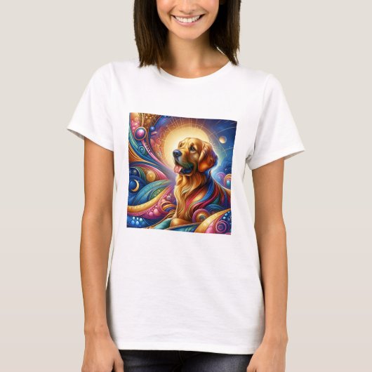 かわいいコズミックハッピーおもしろい犬Tシャツ Tシャツ (正面)