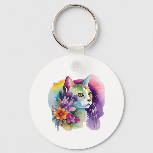 かわいいコズミックボヘミア猫 キーホルダー (正面)