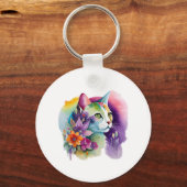かわいいコズミックボヘミア猫 キーホルダー (正面)