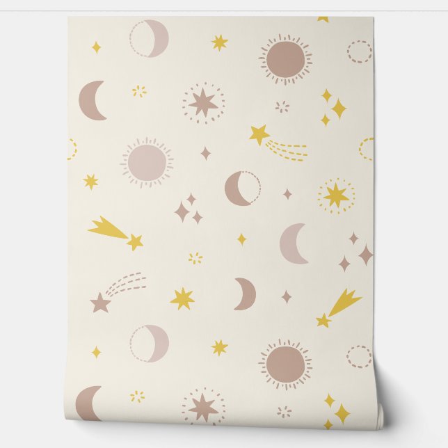かわいいコズミック宇宙サンムーン&スターオンクリーム 壁紙 (ほどく)