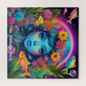 かわいいコズミック抽象芸術ガールシュラレアルレインボーアート ジグソーパズル (横)