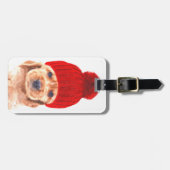 かわいいコッカースパニエル犬の子犬とキャップポートレート ラゲッジタグ (正面横)