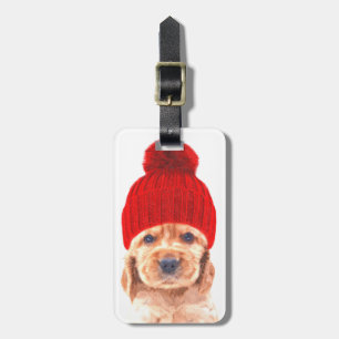 かわいいコッカースパニエル犬の子犬とキャップポートレート ラゲッジタグ