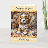 かわいいコッカースパニエル犬の誕生おめでとう カード (正面)