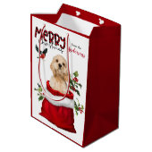 かわいいコッカースパニエル犬子犬のクリスマス ミディアムペーパーバッグ (裏面アングル)