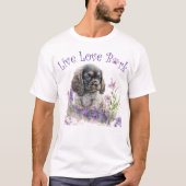 かわいいコッカー・スパニエル犬の花 Tシャツ (正面)