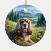 かわいいコッカー・スパニエル・メモリアル セラミックオーナメント (正面)