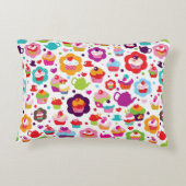 かわいいコップのケーキおよび茶ポット アクセントクッション (裏面)