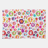 かわいいコップのケーキおよび茶ポット キッチンタオル (横)