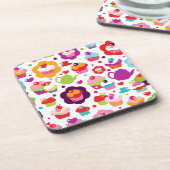 かわいいコップのケーキおよび茶ポット コースター (左側)