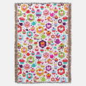 かわいいコップのケーキおよび茶ポット スローブランケット (正面縦)