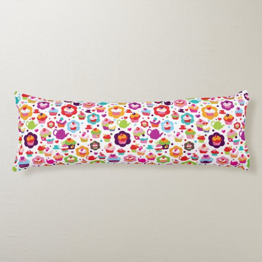 かわいいコップのケーキおよび茶ポット ボディピロー (正面)