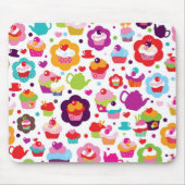 かわいいコップのケーキおよび茶ポット マウスパッド (正面)