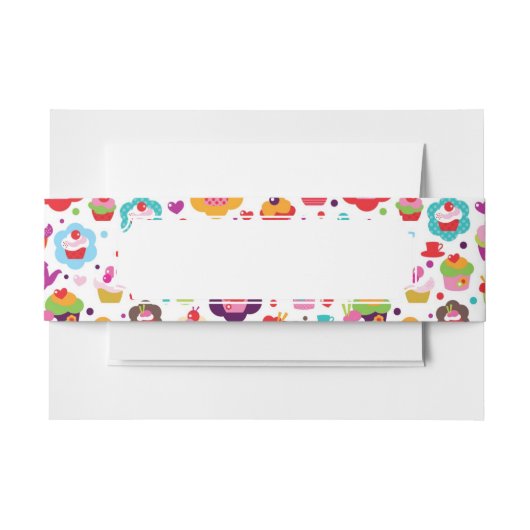 かわいいコップのケーキおよび茶ポット 招待状ベリーバンド (正面例)