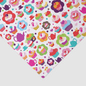 かわいいコップのケーキおよび茶ポット 薄葉紙 (詳細)