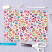 かわいいコップのケーキおよび茶ポット 薄葉紙 (クラフト)