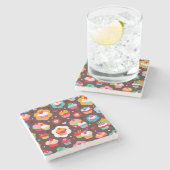 かわいいコップのケーキパターン ストーンコースター (横)