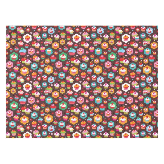 かわいいコップのケーキパターン テーブルクロス (正面(横))