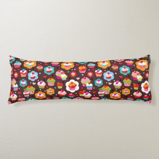 かわいいコップのケーキパターン ボディピロー (正面)