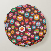 かわいいコップのケーキパターン ラウンドクッション (裏面)