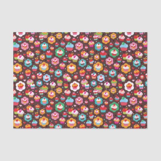 かわいいコップのケーキパターン 薄葉紙 (正面)